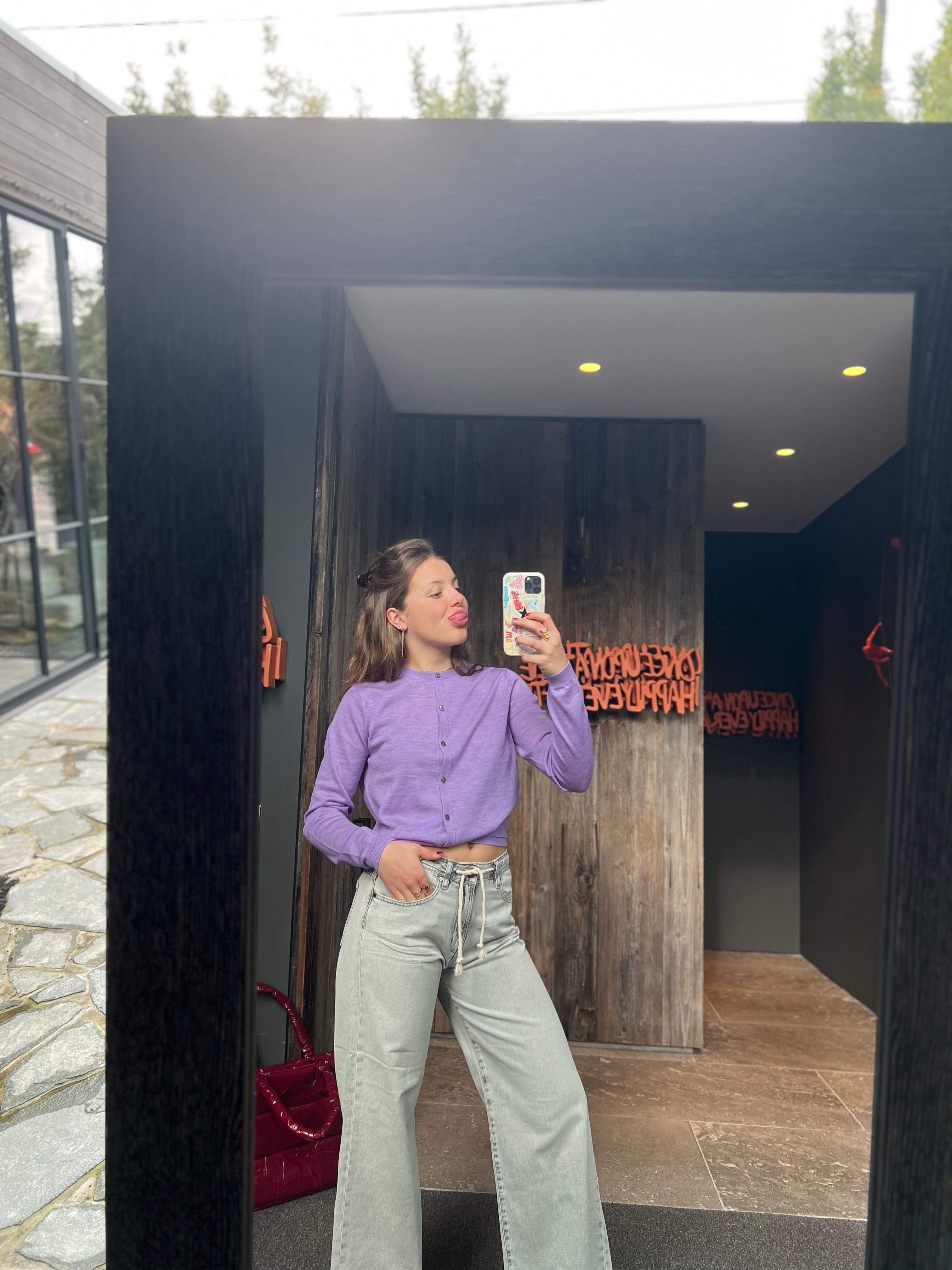 Purple cardigan