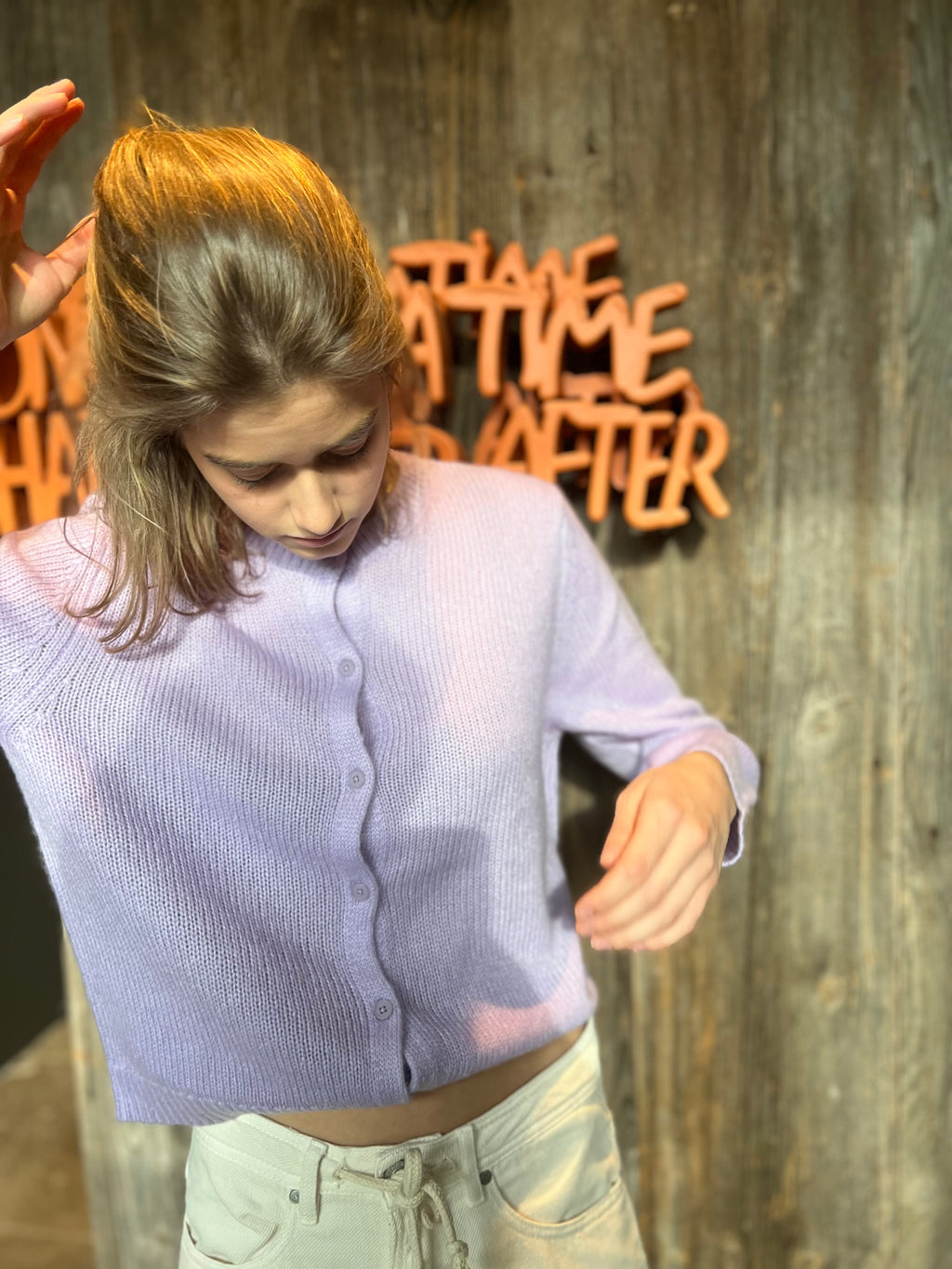 Purple cardigan