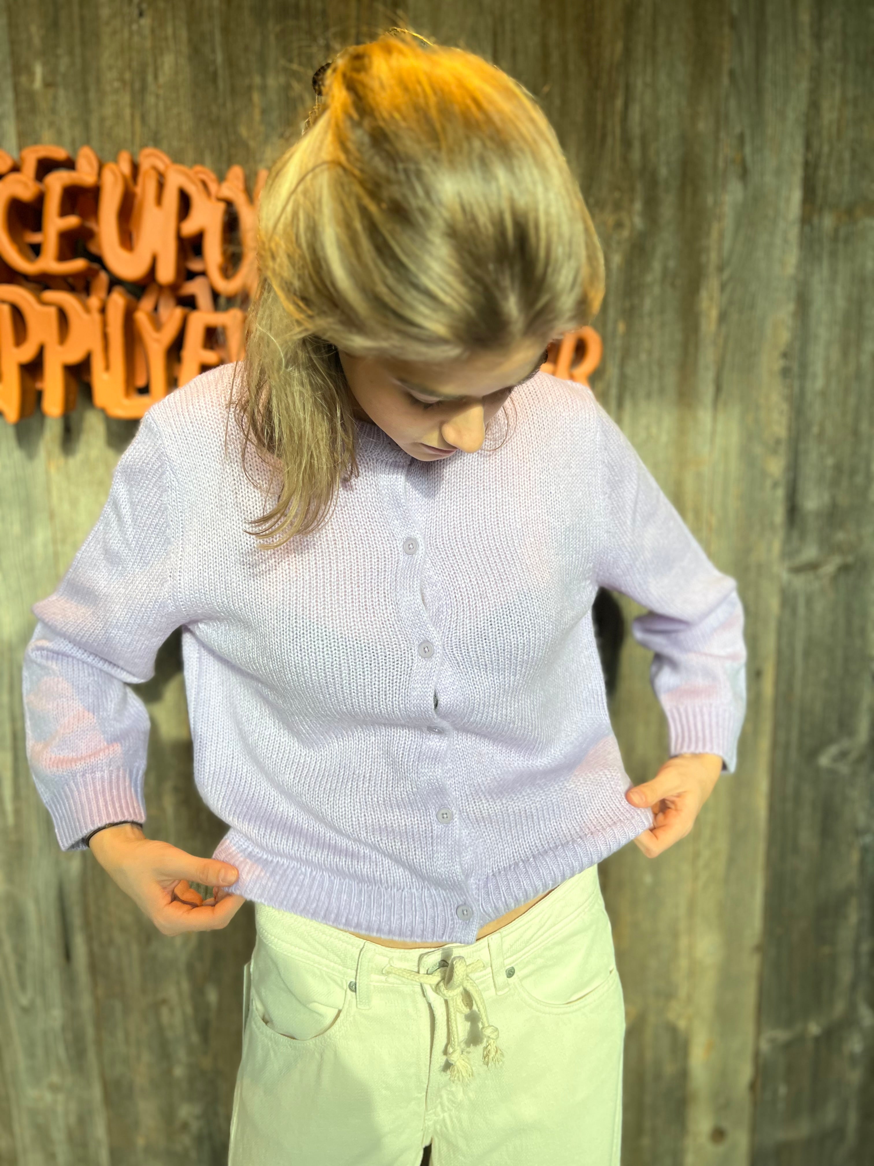 Purple cardigan