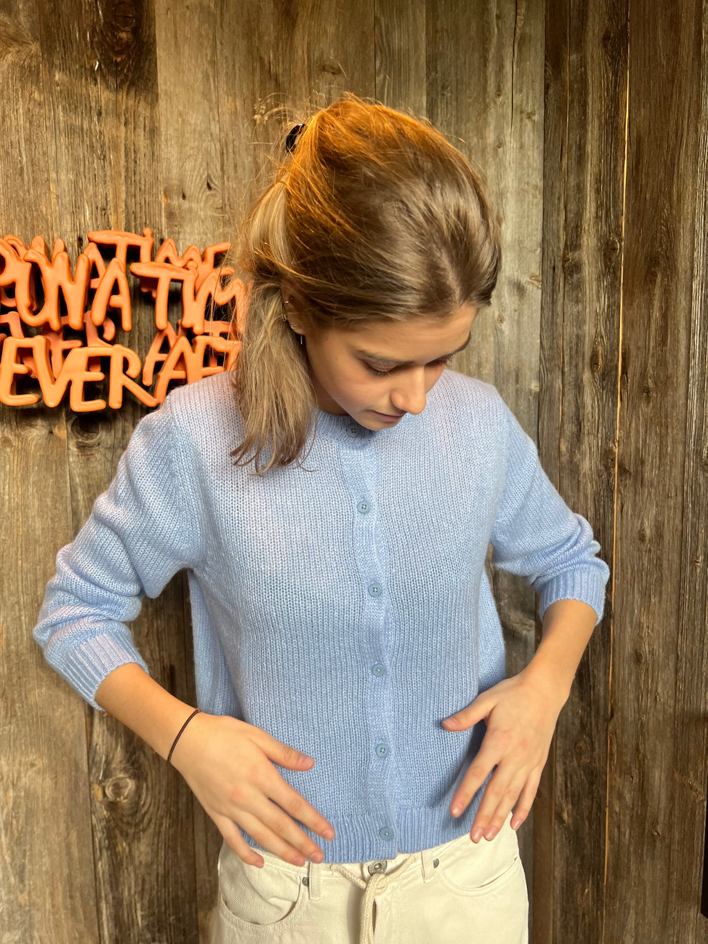 Blue cardigan