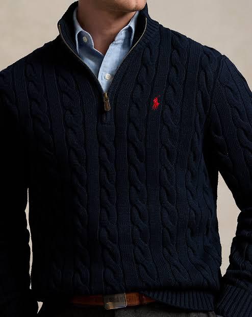 kabeltrui halve zip navy
