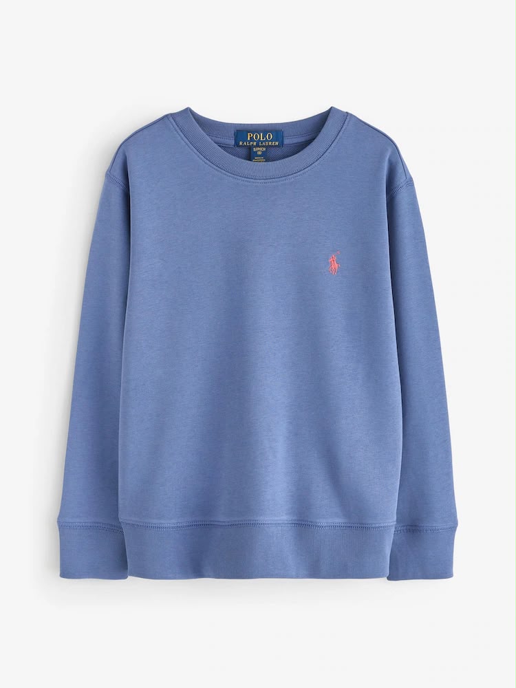 Sweater denimblauw rood paard