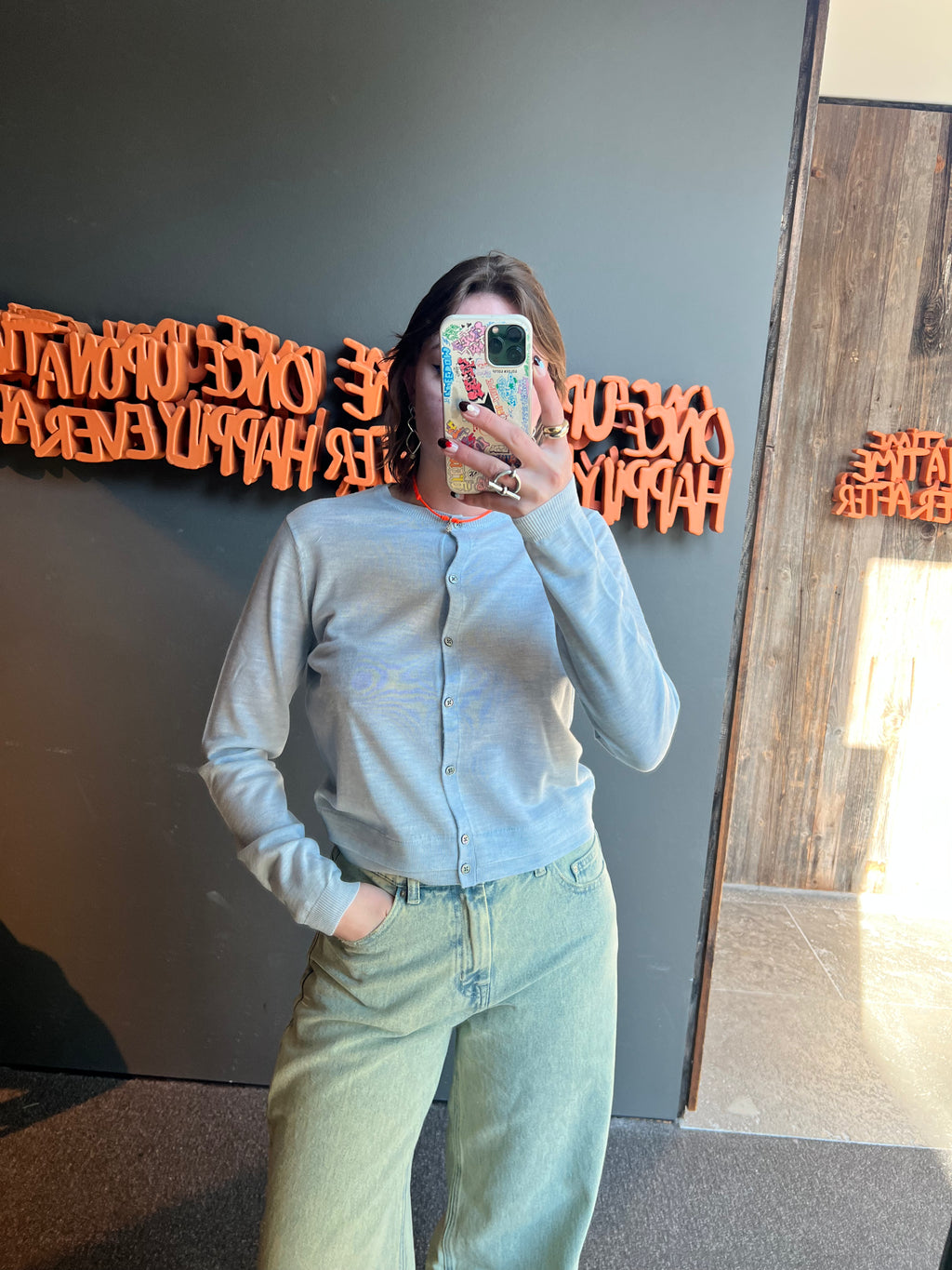 Blue cardigan