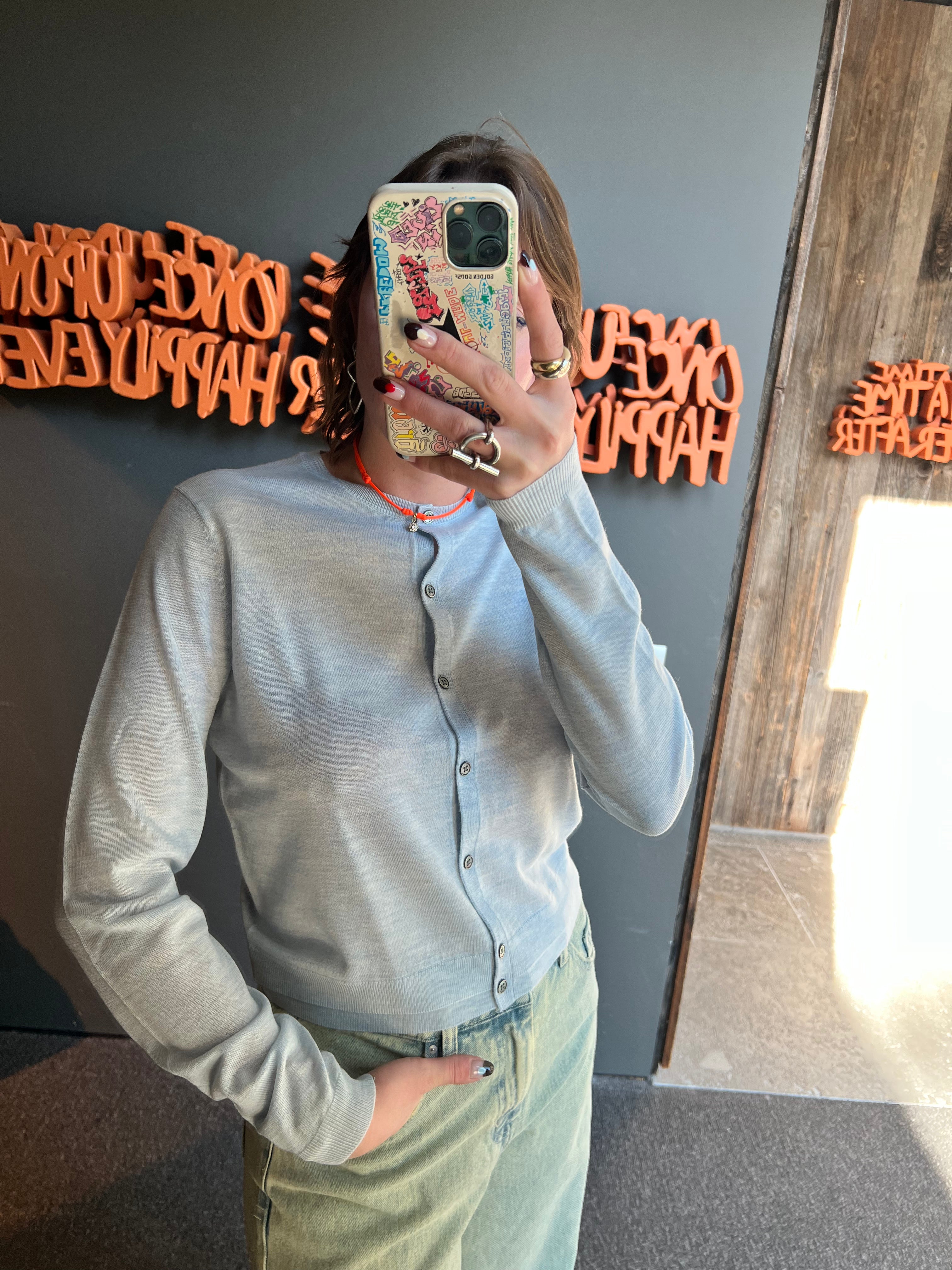 Blue cardigan